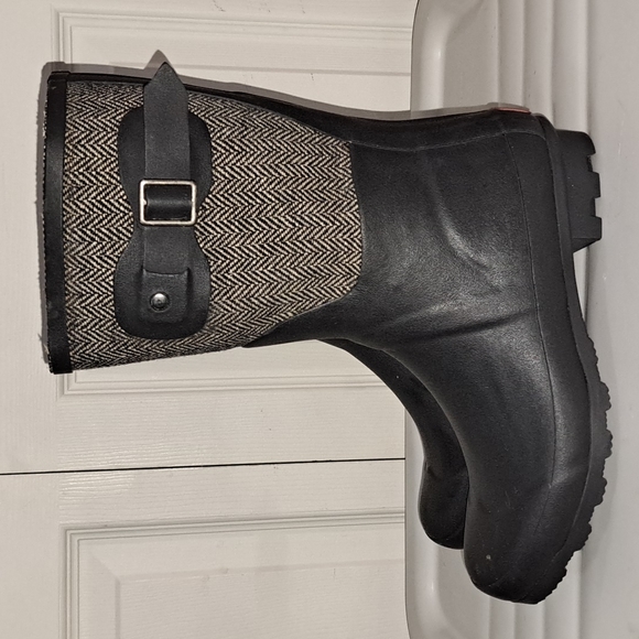 Chooka mid calf "racer" boots - 6 - herringbone and black rubber - snow rain - Picture 3 of 9